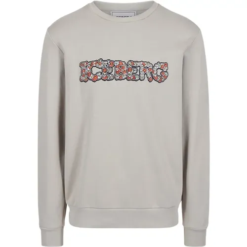 Blumenlogo Crewneck Sweatshirt , Herren, Größe: XL - Iceberg - Modalova