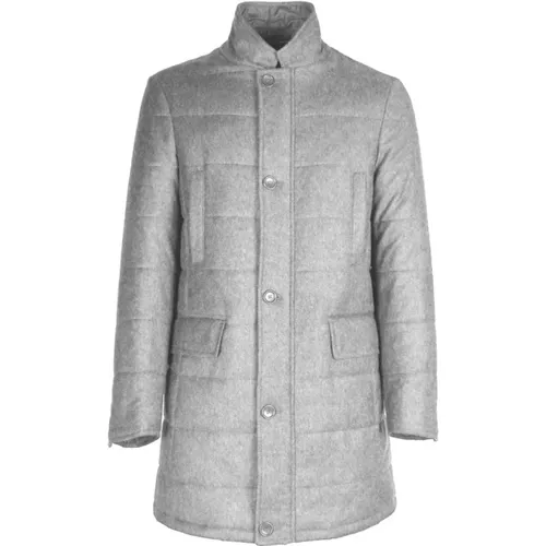 Parkas, male, , Size: L Grey Virgin Wool Jacket with Rain System - Made in Italia - Modalova