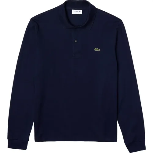 Blaues Poloshirt Langarm Baumwolle , Herren, Größe: L - Lacoste - Modalova