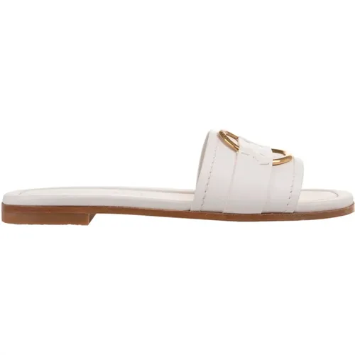 Sliders, female, , Size: 6 US Leather Slides Bell Style - Moncler - Modalova