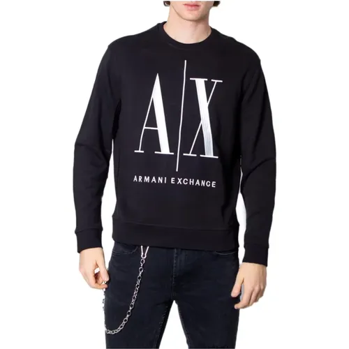 Schwarzer Print-Sweatshirt für Männer , Herren, Größe: S - Armani Exchange - Modalova