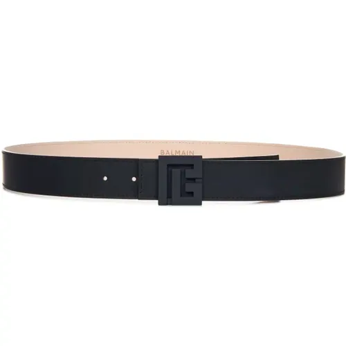 Leather Monogram Belt , male, Sizes: 100 CM, 105 CM, 115 CM, 120 CM, 90 CM - Balmain - Modalova