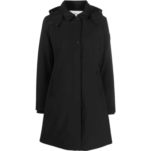 Schwarzer Firth Daunen-Kapuzenparka , Damen, Größe: XS - Woolrich - Modalova