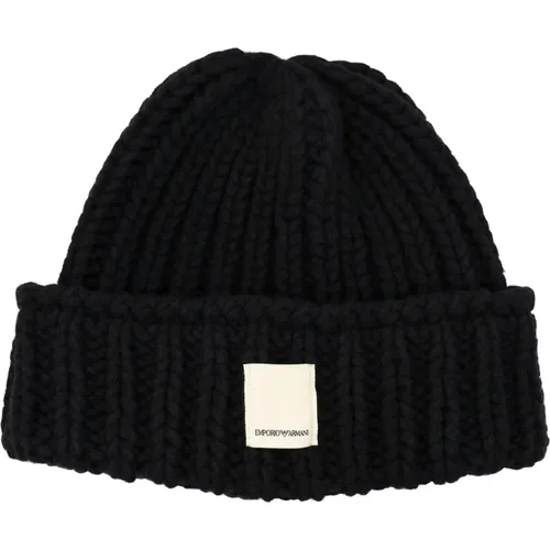 Chunky Knit Beanie Hat , male, Sizes: L/XL - Emporio Armani - Modalova