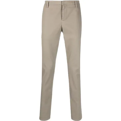 Taupe Grey Tapered-Leg Chino Trousers , male, Sizes: W36 - Dondup - Modalova
