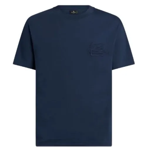 Pegasus Embroidered Navy T-shirt , male, Sizes: S, M, 2XL, XL, L - ETRO - Modalova