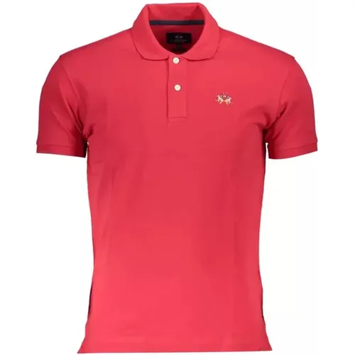 Polo Shirts, male, , Size: L Red Cotton Polo Shirt with Logo Embroidery - LA MARTINA - Modalova