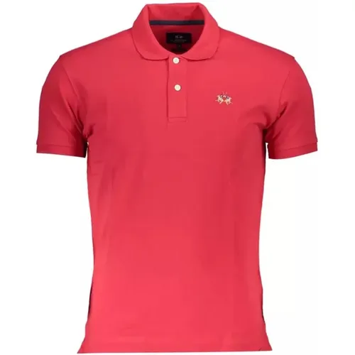 Rotes Baumwoll-Poloshirt mit Logo-Stickerei , Herren, Größe: 3XL - LA MARTINA - Modalova