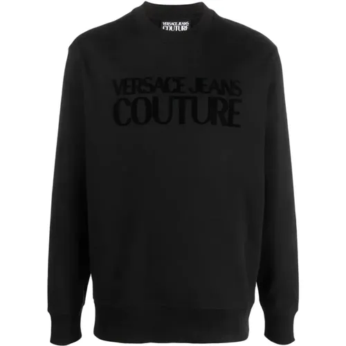 Flock Pullover Schwarz , Herren, Größe: S - Versace Jeans Couture - Modalova