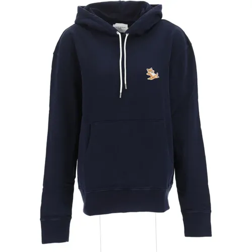 Classic Hoodie with Chillax Fox Patch , female, Sizes: L, XL, M, S - Maison Kitsuné - Modalova