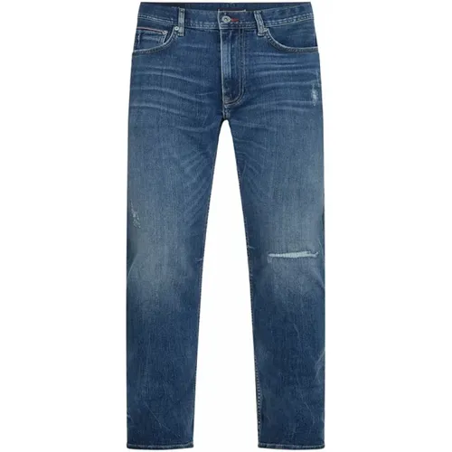 Gealterte Tapered Houston Poster Jeans , Herren, Größe: W34 - Tommy Hilfiger - Modalova