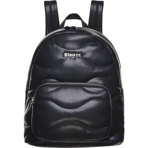 Backpacks, female, , Size: ONE SIZE Wave Quilted Faux Leather Backpack - Blauer - Modalova
