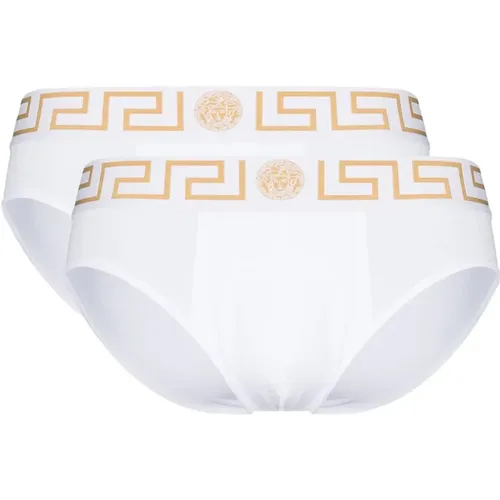 Goldenes Griechisches Muster Unterwäsche,Schwarze und weiße Unterwäsche - Versace - Modalova