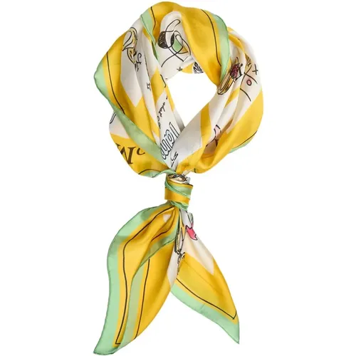 Silky Scarves, female, , Size: ONE SIZE Chic Yellow Silk Scarf - Moschino - Modalova