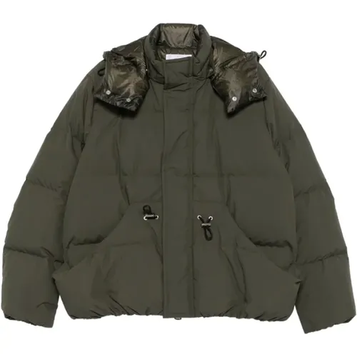 Winter Jackets, male, , Size: S Quilted Olive Hooded Jacket - Sacai - Modalova