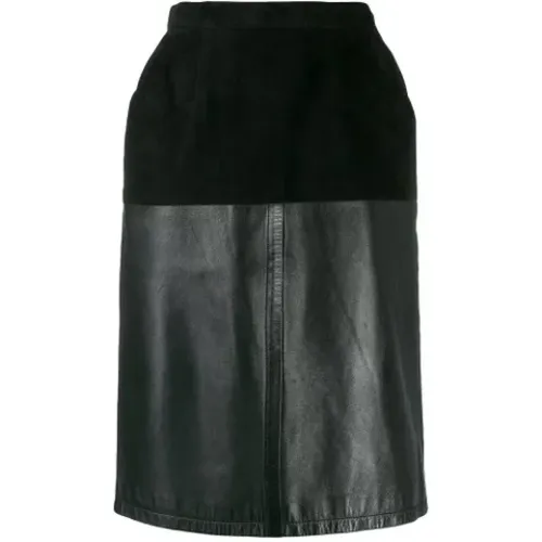 Pre-owned Skirts, female, , Size: L Pre-owned Leather bottoms - Yves Saint Laurent Vintage - Modalova