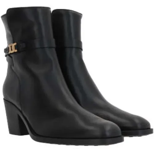 Leather Ankle Boots with Chain Detail , female, Sizes: 4 UK, 7 UK, 5 UK, 4 1/2 UK, 6 UK, 5 1/2 UK, 3 UK, 3 1/2 UK - TOD'S - Modalova