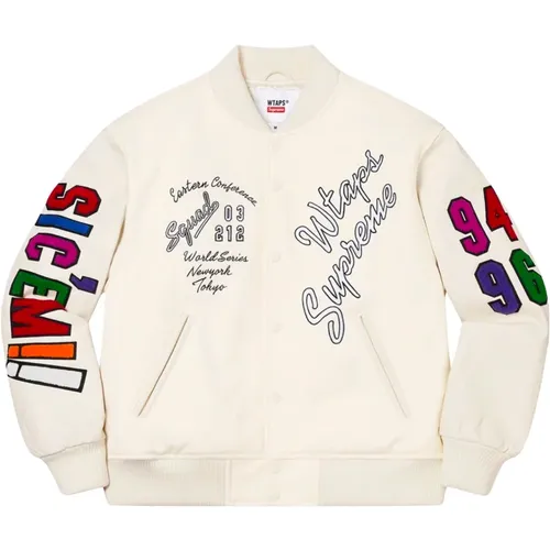 Limited Edition Varsity Jacket White , male, Sizes: L, M - Supreme - Modalova