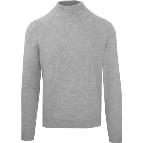 Turtlenecks, male, , Size: 3XL Diamond Pattern Wool and Cashmere Turtleneck Sweater - Malo - Modalova