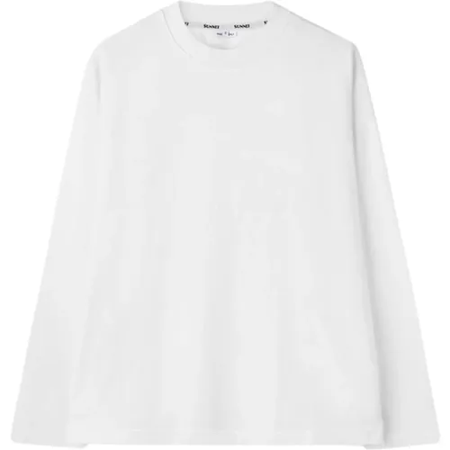 Weißes Langarm-Jersey-T-Shirt - Sunnei - Modalova