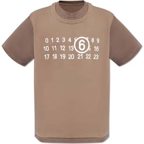 T-Shirt mit Logo , Herren, Größe: M - MM6 Maison Margiela - Modalova