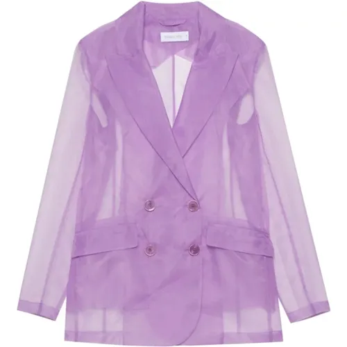 Lilac Sheer Organza Double-Breasted Jacket , female, Sizes: XS, 2XS, S - PATRIZIA PEPE - Modalova