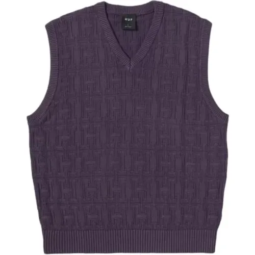 Sleeveless Knitwear, male, , Size: XL Jacquard Overdyed Vest in - HUF - Modalova