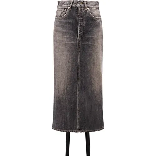 Denim Skirts, female, , Size: 3XS Grey Maxi Skirt with Back Slit - Balenciaga - Modalova