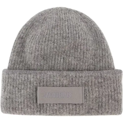 Beanies, unisex, , Size: ONE SIZE Dark Grey Wool Beanie Gros Grain - Jacquemus - Modalova