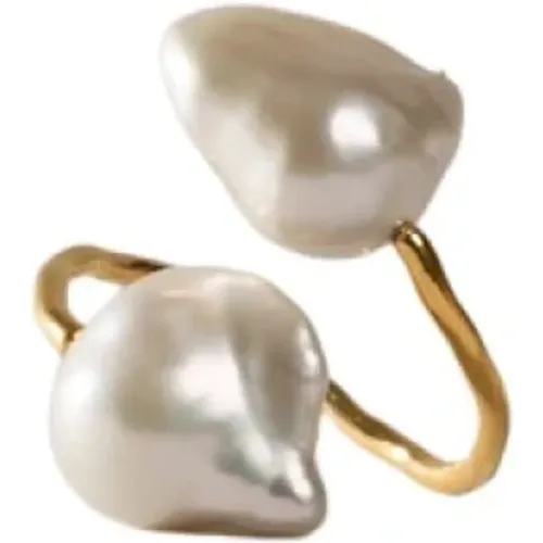 Tahiti Perle Silber Gold Ring , Damen, Größe: ONE Size - Malababa - Modalova