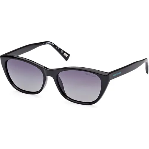 Polarisierte Sonnenbrille schwarzes Gestell graue Linse , Damen, Größe: 55 MM - Skechers - Modalova