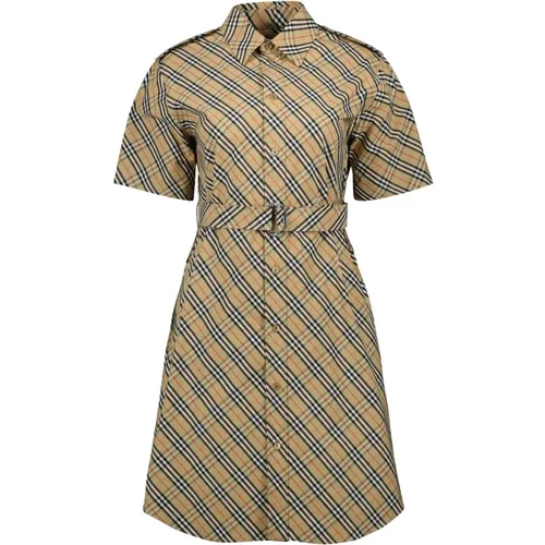 Shirt Dresses, female, , Size: XS Checked Cotton Shirt Dress - Burberry - Modalova