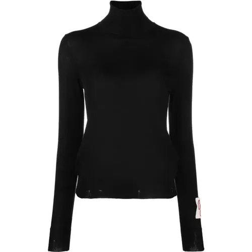 Turtlenecks, female, , Size: XS Logo Patch Wool Turtleneck - Golden Goose - Modalova