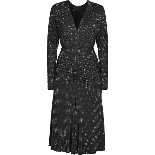 Schwarzes Jerseykleid mit Strass-Details , Damen, Größe: M - pinko - Modalova