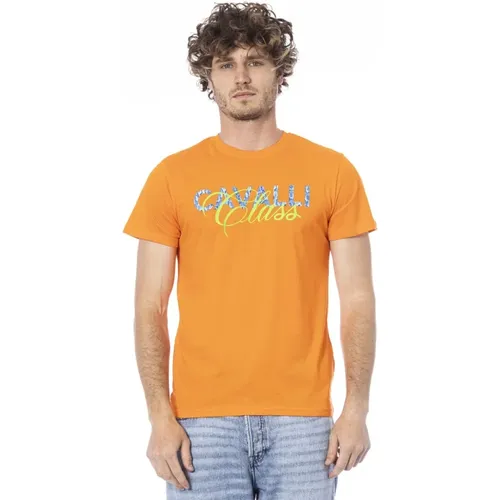 Kurzarm T-Shirt mit Logo-Print , Herren, Größe: M - Cavalli Class - Modalova