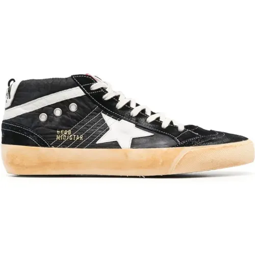 Leather and Nylon Mid Star Sneakers , male, Sizes: 8 UK, 11 UK, 9 UK, 7 UK - Golden Goose - Modalova