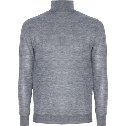 Turtlenecks, male, , Size: L Grey Wool High Collar Sweater - Kangra - Modalova