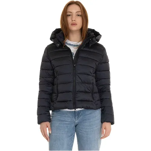 Winter Jackets, female, , Size: XL Quilted Short Harrington Jacket with Removable Hood - Save The Duck - Modalova