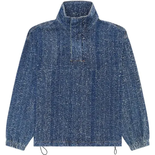 Turtlenecks, male, , Size: L Bouclé Denim Pullover Jacket - Diesel - Modalova