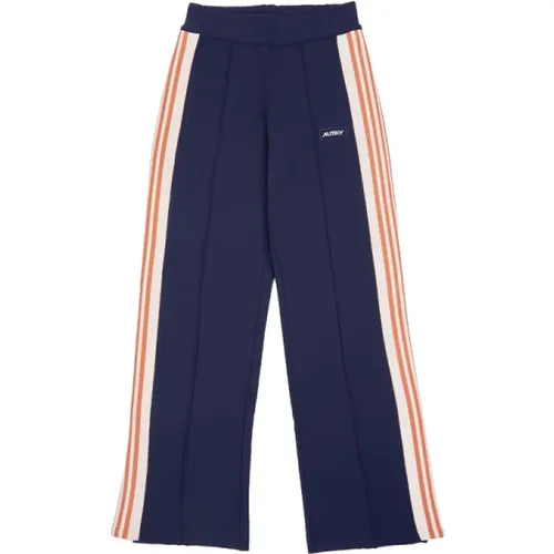 Wide Trousers, male, , Size: L Straight-cut Track Pants with Contrast Bands - Autry - Modalova