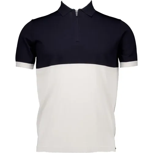 Zip SS Polo Shirt Navy Blue - Gentiluomo - Modalova