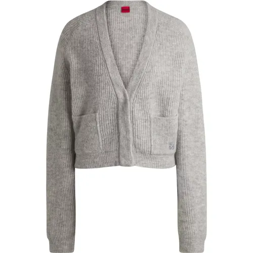 Relaxed V-Neck Knit Cardigan , female, Sizes: XL, L - Hugo Boss - Modalova