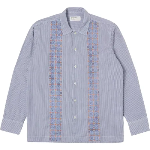 Embroidered Classic Shirt Blue Stripe , male, Sizes: S, XL - Universal Works - Modalova