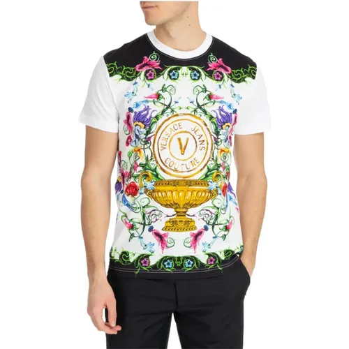 Floral Logo Tee , male, Sizes: S - Versace Jeans Couture - Modalova