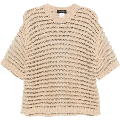 Round-neck Knitwear, female, , Size: 2XS Knit Short Sleeve Sweater - Fabiana Filippi - Modalova