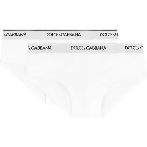 Bottoms, male, , Size: 3XL Logoed Elastic Cotton Briefs Set - Dolce & Gabbana - Modalova