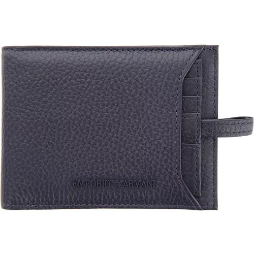 Wallets & Cardholders, male, , Size: ONE SIZE Navy Bi-fold Wallet with Logo - Emporio Armani - Modalova