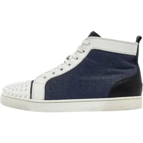 Pre-owned Sneakers, male, , Size: 9 1/2 US Pre-owned Denim sneakers - Christian Louboutin Pre-owned - Modalova