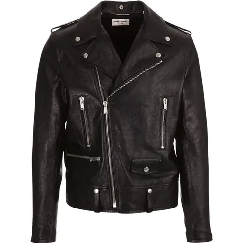 Classic Motorcycle Leather Biker Jacket , male, Sizes: XL - Saint Laurent - Modalova