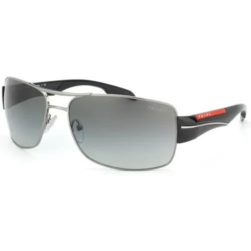 Gunmetal Rectangle Sunglasses with Grey Lens , unisex, Sizes: ONE SIZE - Prada - Modalova